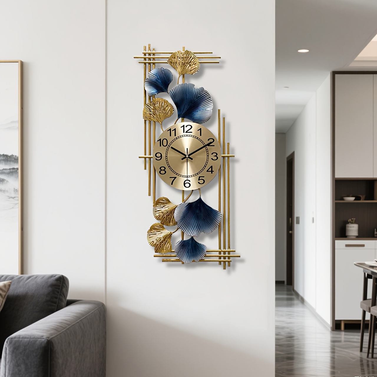 TEMU Big Quiet Wall Clock Featuring Japanese Quartz Mechanism - Nautical Style, Retro In Wood And Metal, Runs On Aa Batteries (not Provided), Digital