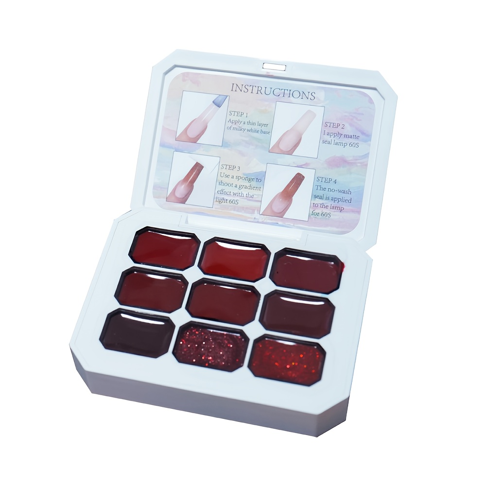 TEMU Red For Festive Nail Art, Featuring 9 And 2 Glitter Jelly Polishes. Create Your Own Unique Christmas Nail Designs Without The Need For Removal. Perfect As A Gift For Christmas Or New Year