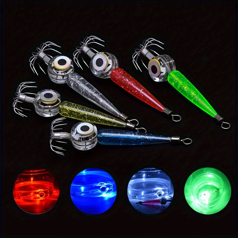 

Glow-in-the-dark Squid Hook - Led Flashing Underwater Lure, Barbless Octopus Fishing Accessory, Ipx6 Waterproof, Battery Powered