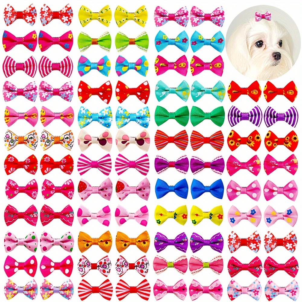 

30pcs Assorted Varieties Cute Dog Hair Clips, Puppy Hair Clips, Pet Cat Handmade Hair Clips, Pet Bow Multi-color Hair Accessories
