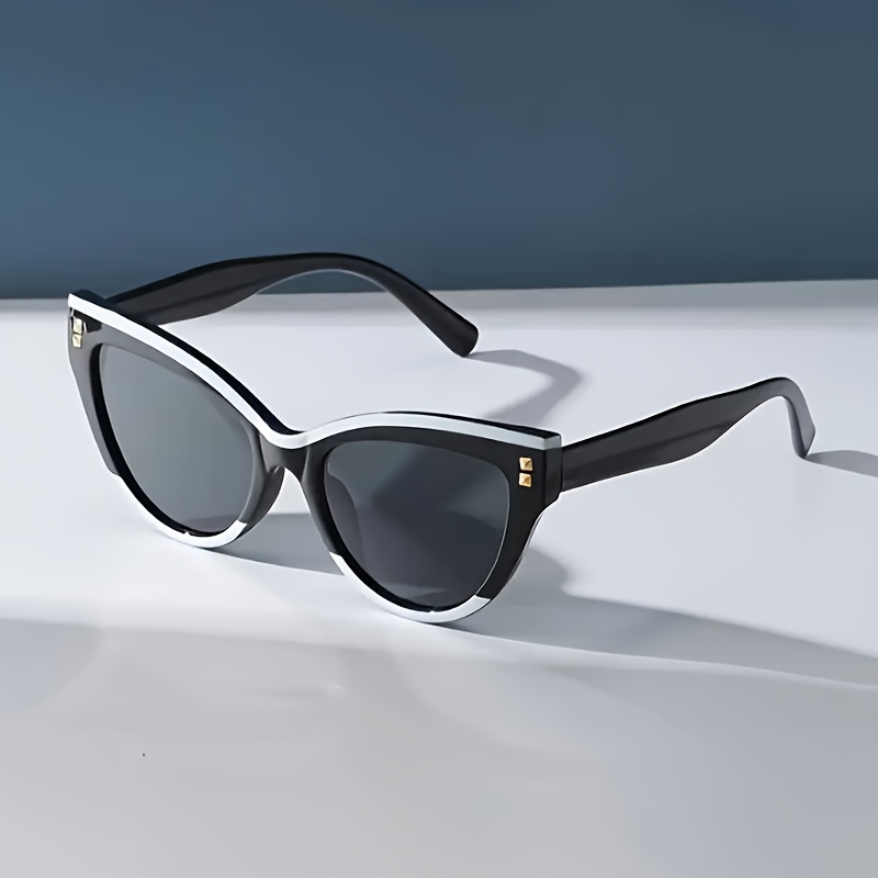 1 Pair Unisex Fashion Trendy Color-Block Cat-Eye Decorative Glasses, Perfect Holiday Gift for Loved Ones and Friends, Ideal for Wedding Season, Mother's Day, Valentine's Day, Birthday Gifts, Great for Daily Activities and Fashion Shows, Large Frame