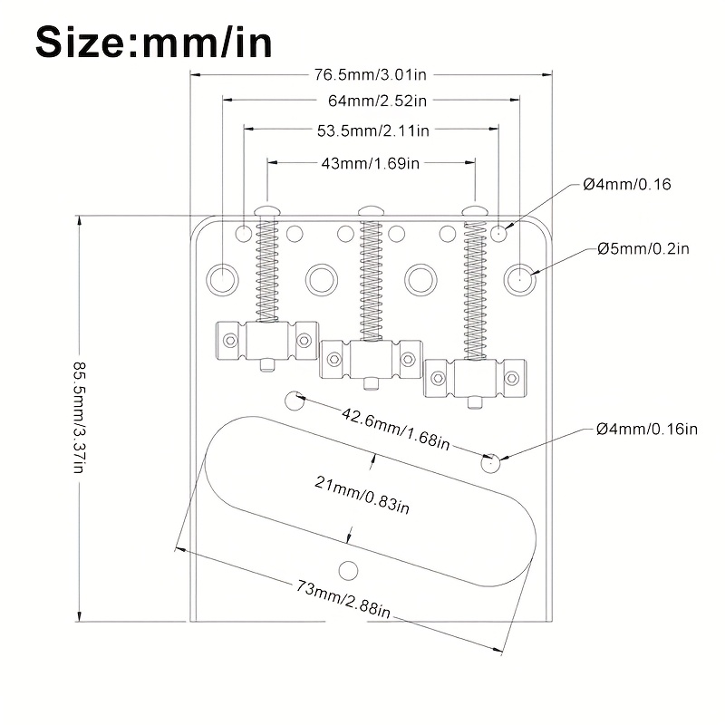 Electric Guitar Bridge with 3 Adjustable Brass Saddle 76.5*85mm for 6 String Electric Guitar Black/Golden/Silvery, Instrument Repair, String Instrument Parts, Classic Bridge Design, Vintage Guitar Hardware, Highquality Saddle, Replacement Bridge