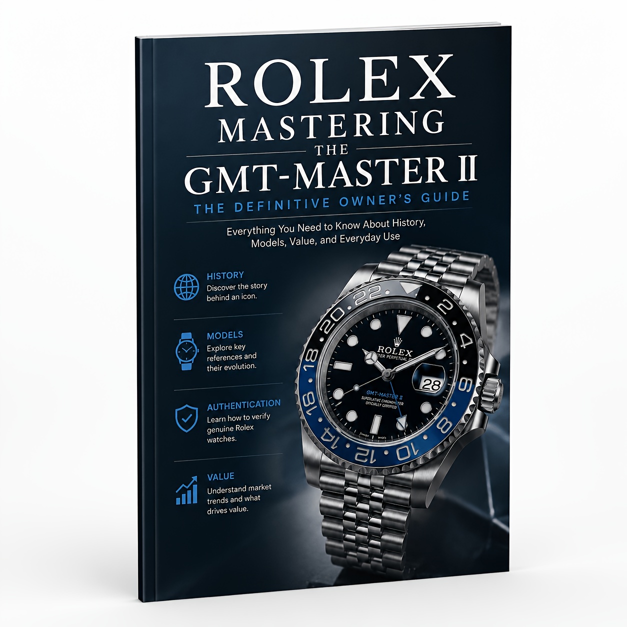 Rolex Obvladovanje GMT-Master II - Ilustrirani vodnik za lastnike z dediščino, razvojem modelov, preverjanjem pristnosti, trendi vrednosti in