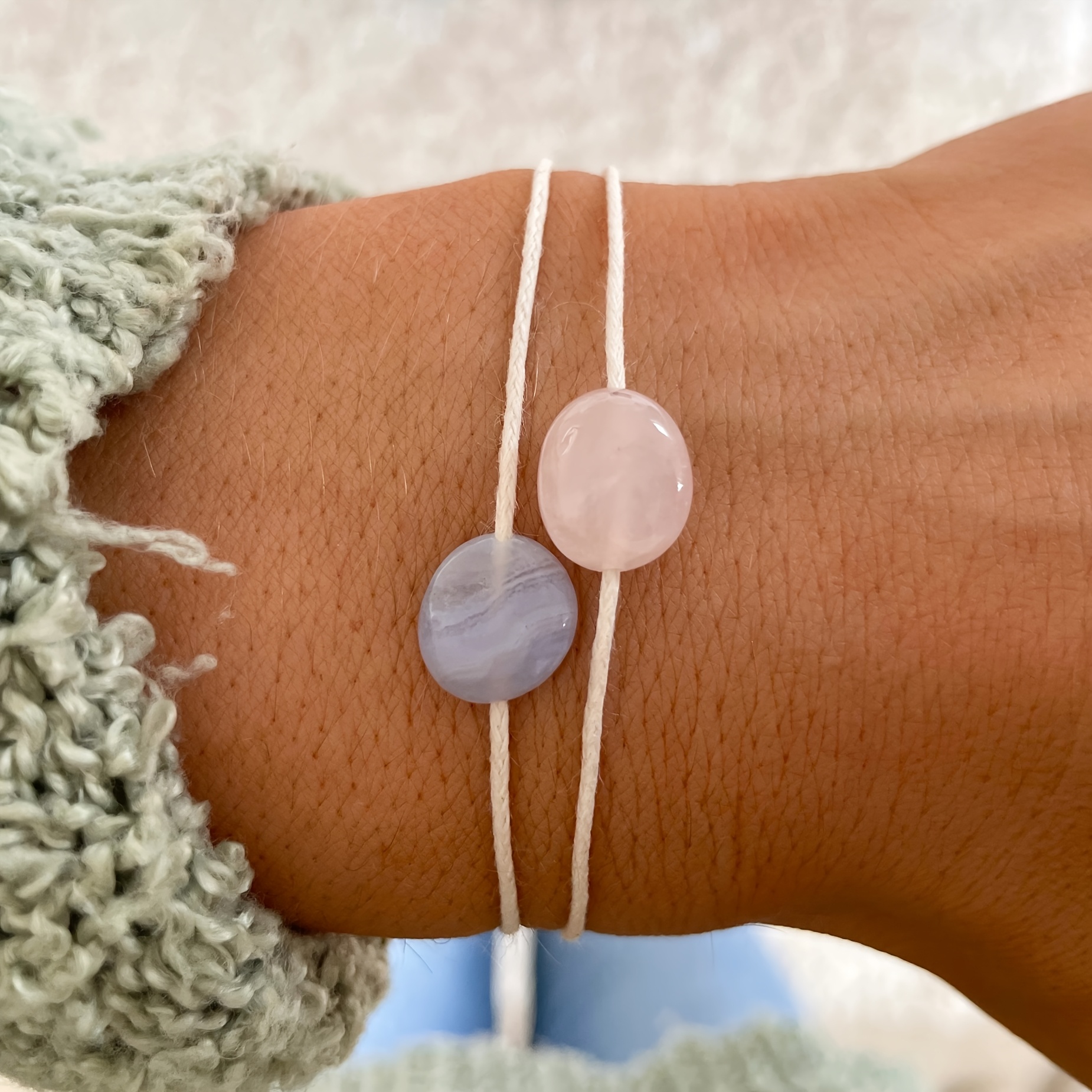 E-shop ., Boho Doppellagiges Steinarmband, Schmutzschutzarmband, Unregelmäßig geformter , Verstellbares Kordelarmband, Urlaubsarmbänder für Damen