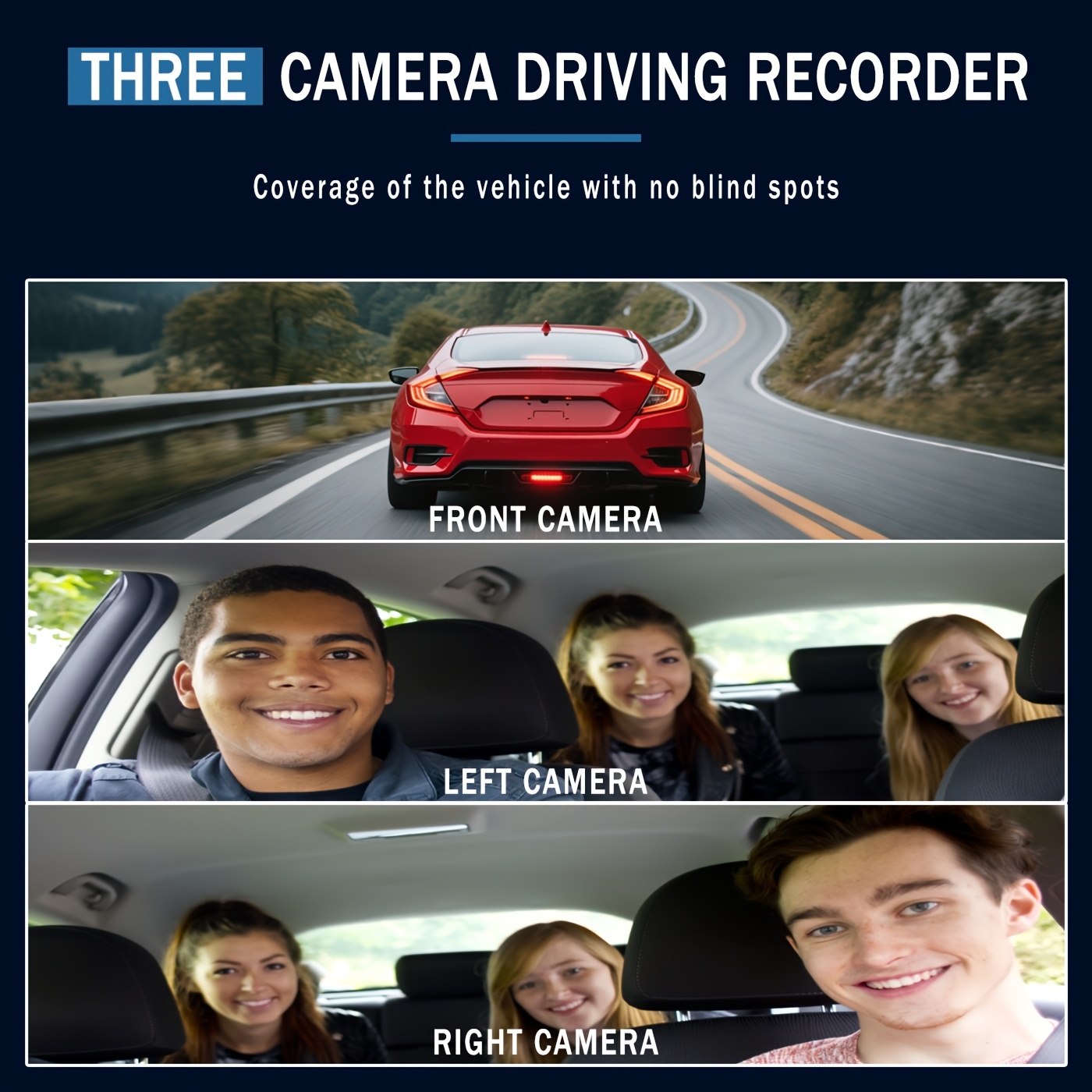 360° 4-Channel 1080P Ultimate Security Dash Cam Kit, 1080P Front & 720P Left Right Rear, Super Night Vision, WDR, G-Sensor, Loop Recording, Optional Memory Card & Lens - Black Box for Safe Driving.