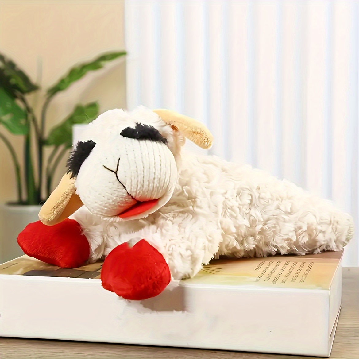 

1pc Lamb Design Pet Accompany Squeaky Plush Toy, Chewing Toy For Dog Interactive Supply