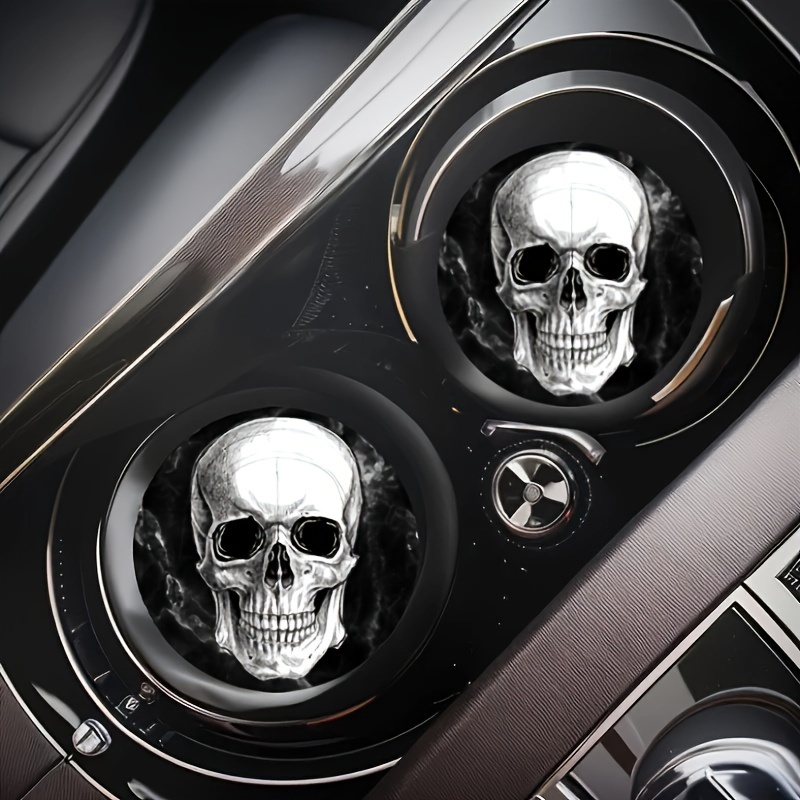 

2pcs Car Coasters, Head Print Pattern, Car Interior , Car And Home Office Desk Water Cup Mats