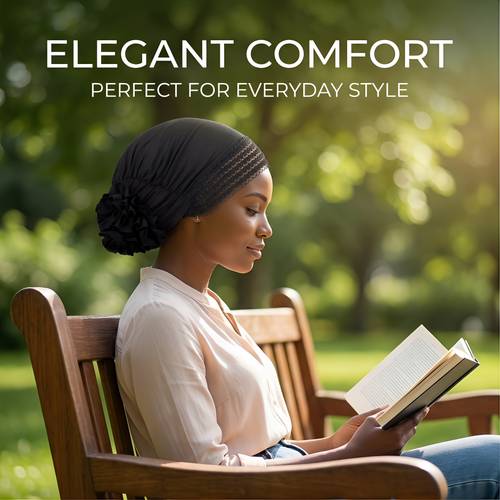 turbante de elegante para mulheres, faixa de cabeça elástica com flor 3d, touca para quimioterapia e queda de cabelo, acessório de cabeça hijab muçulmano, gorro de dormir para cabelo natural, - , circunferência da cabeça 56-60cm