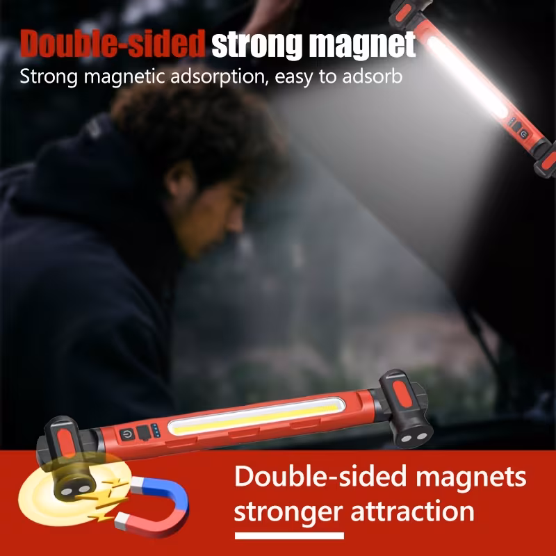 1pc portable maintenance work site lighting multi functional 3400mah high brightness rechargeable led multi purpose work light with hook warning light suitable for car maintenance garage and emergency lighting usb powered lithium battery Product details 1