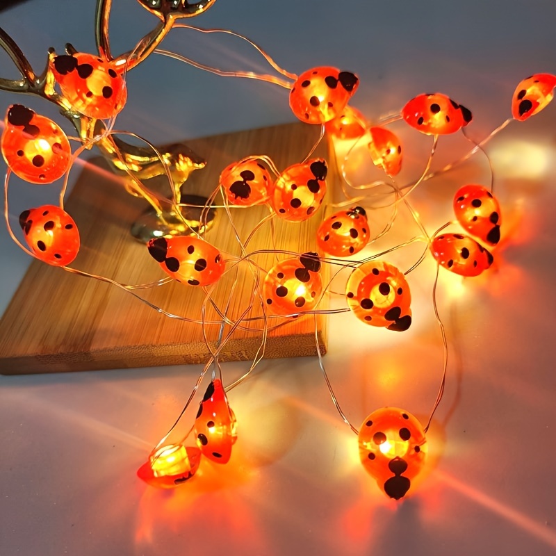 

Ladybug Led String Lights, Battery Powered Indoor Decorative Lights, Plastic Material, Universal Spring And Summer Holiday Decor, Copper Wire Fairy Lights With Battery Box (batteries Not Included)