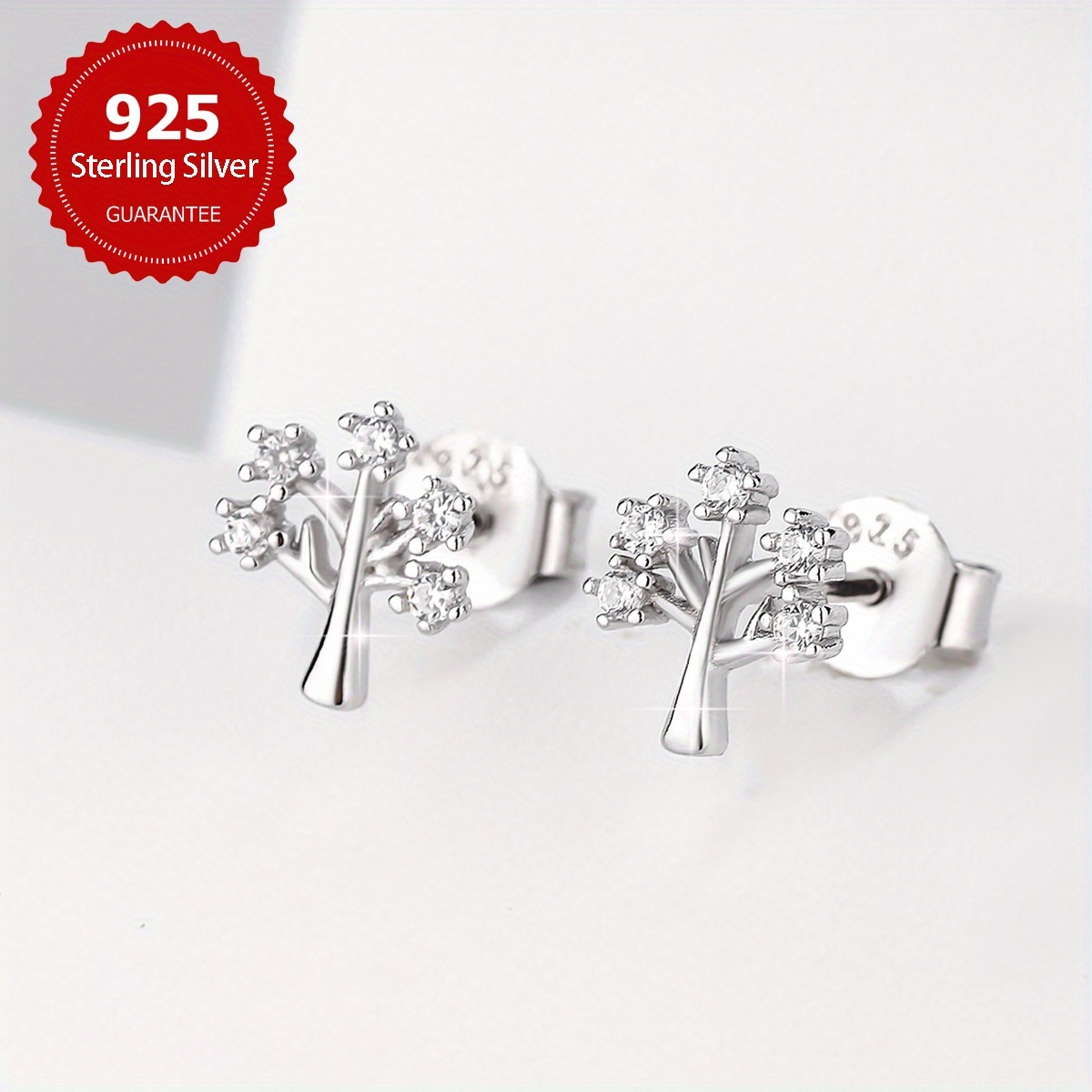 S925 Sterling Silver Five Star Sapling Earrings Women's Jewelry Gift