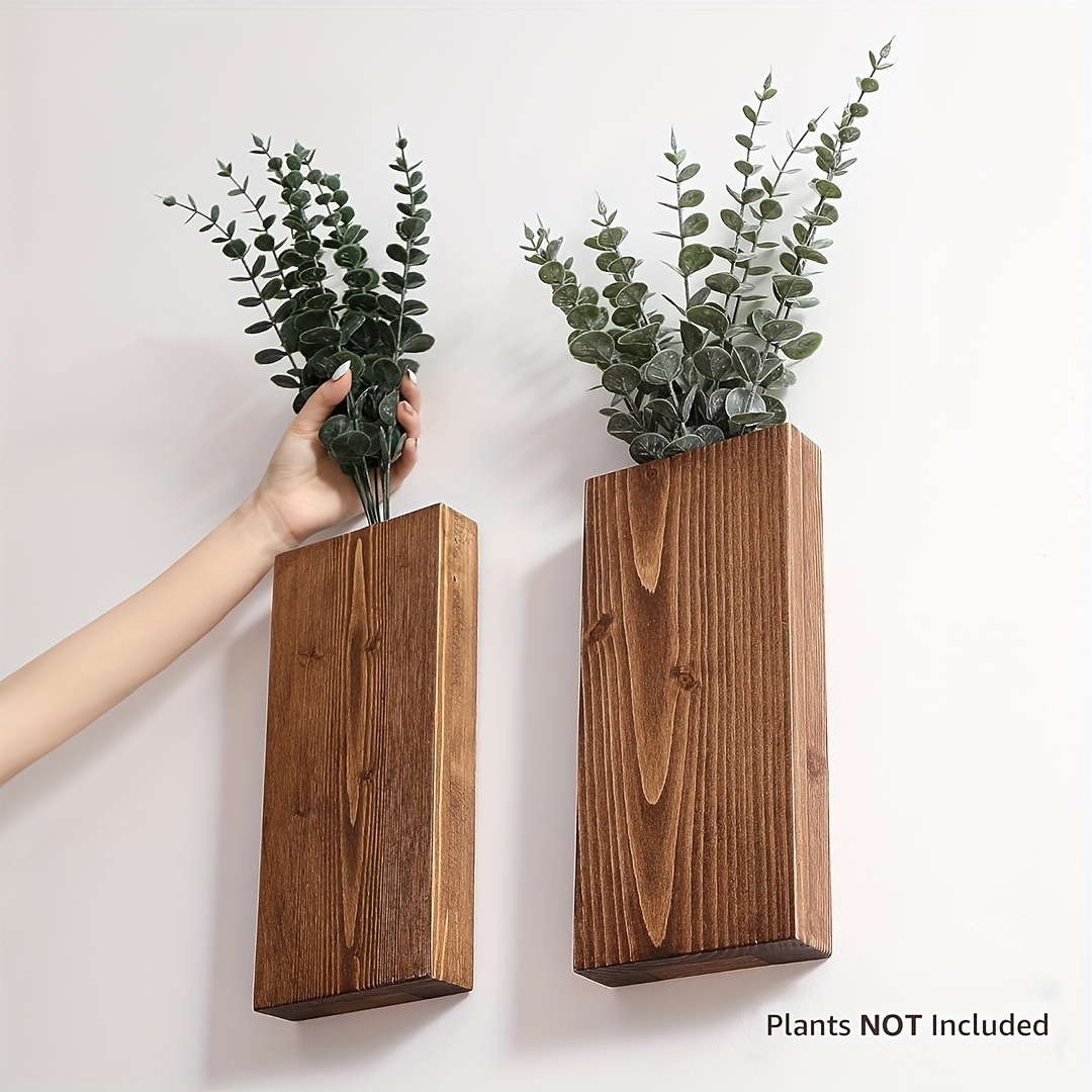 

2pcs Wooden , Wooden Vase For Dried And Eucalyptus , Wooden For , Bedroom, Bathroom,