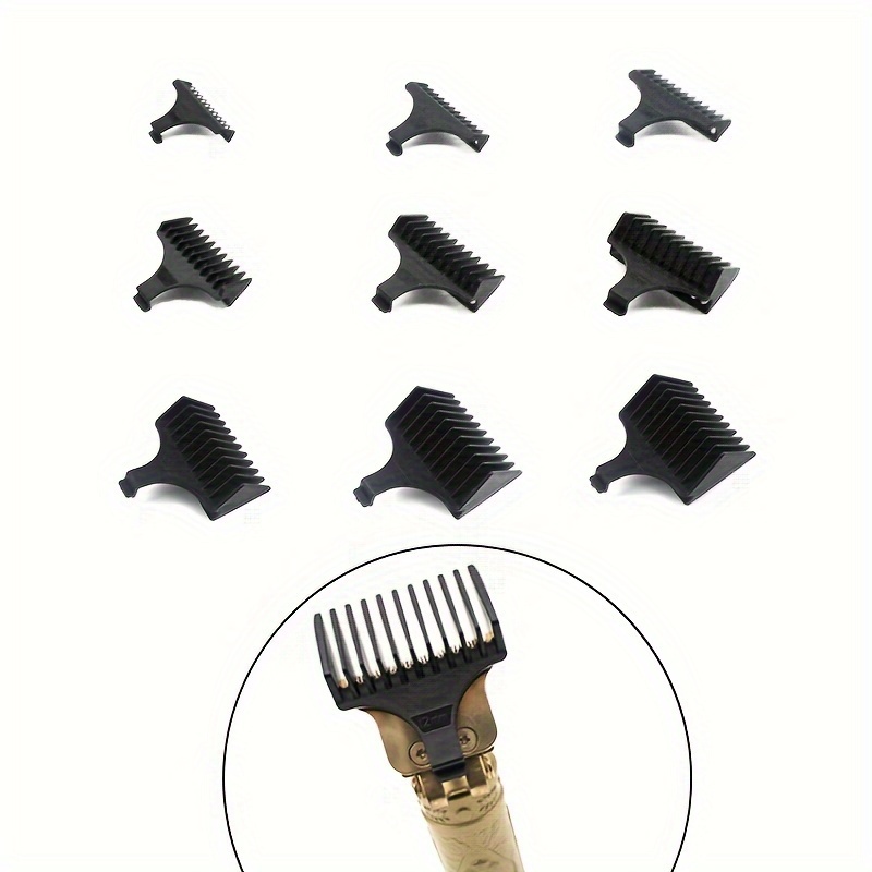 

9pcs Set Of Hair Clipper Limit Comb (need Size)1mm/2mm/3mm/6mm/9mm/12mm/15mm/18mm/21mm For T9 Professional Hair Clipper Shaver Accessories Beard Styling Tools