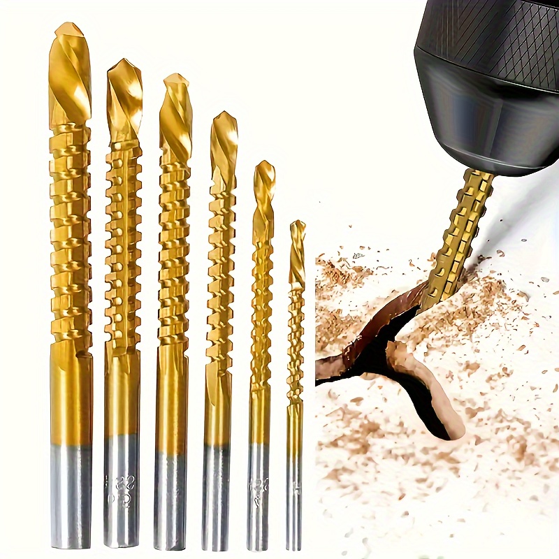 

6pcs Titanium-coated Steel Drill Bit Set - , For Electric Drills