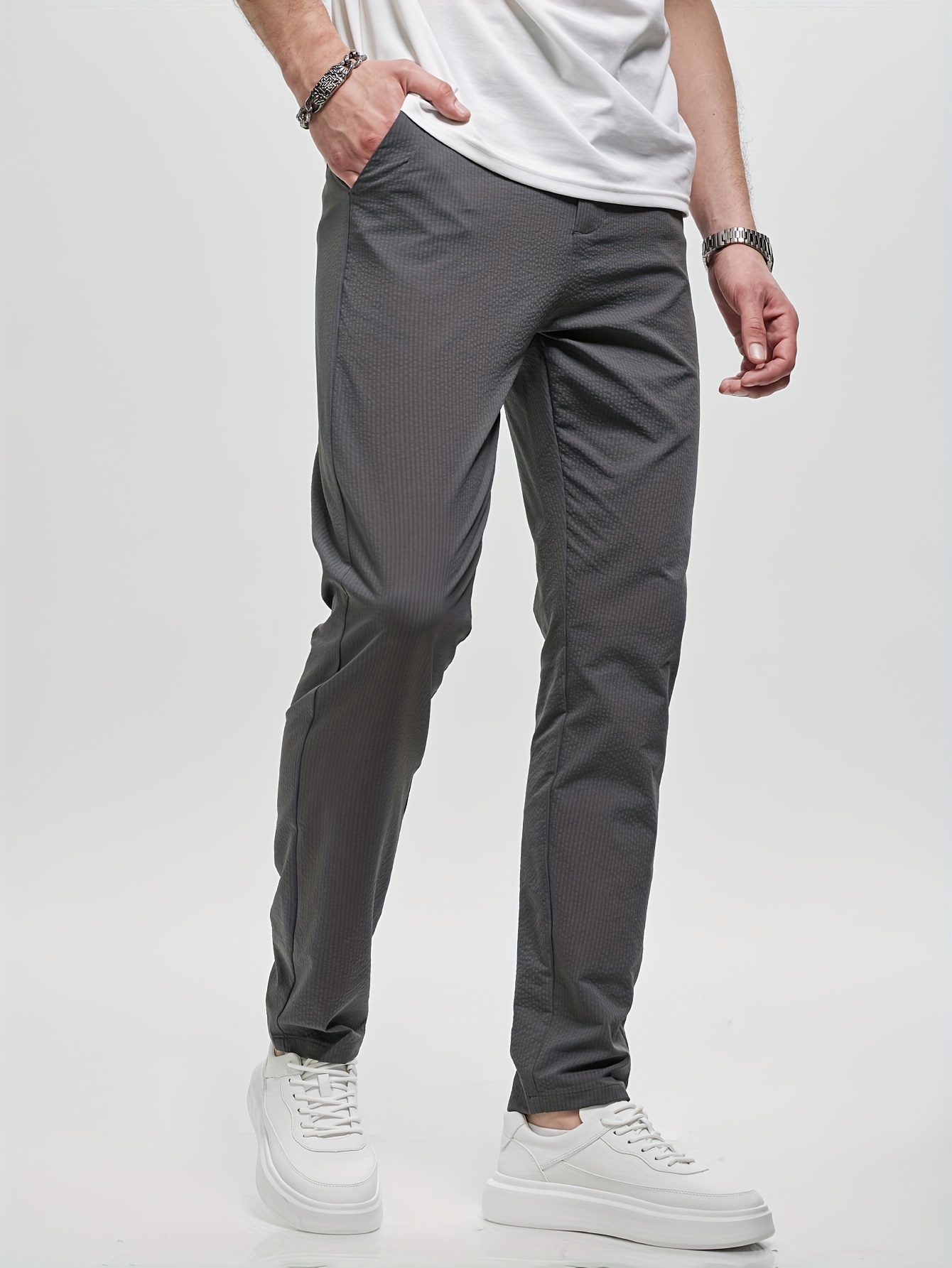  Pantalones casuales de color liso para hombre