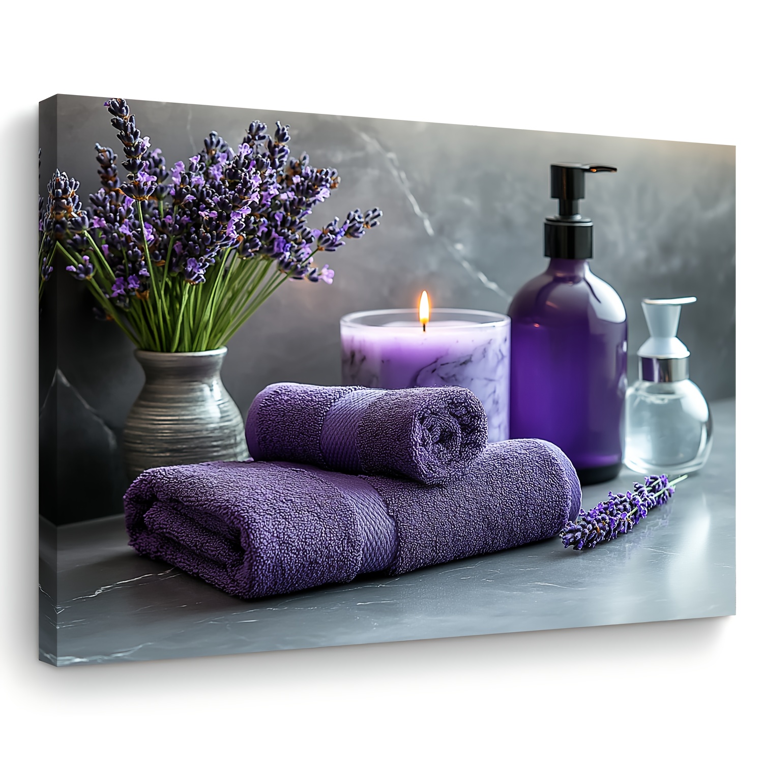 

Room Decor 1pc Purple Aesthetic Canvas Print, Wooden Woven Decor, Bachelor Party Gift, Modern Decor, Lavender & Candle Theme, 11.8x15.7 Inches