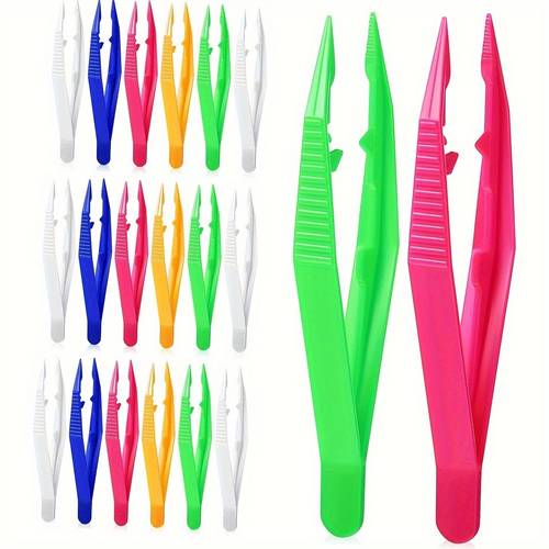 item picture 40pcs bead tweezers plastic forceps craft tweezer for craft jewelry making family beading project bean patch accessory tool bean patch small tweezers random color