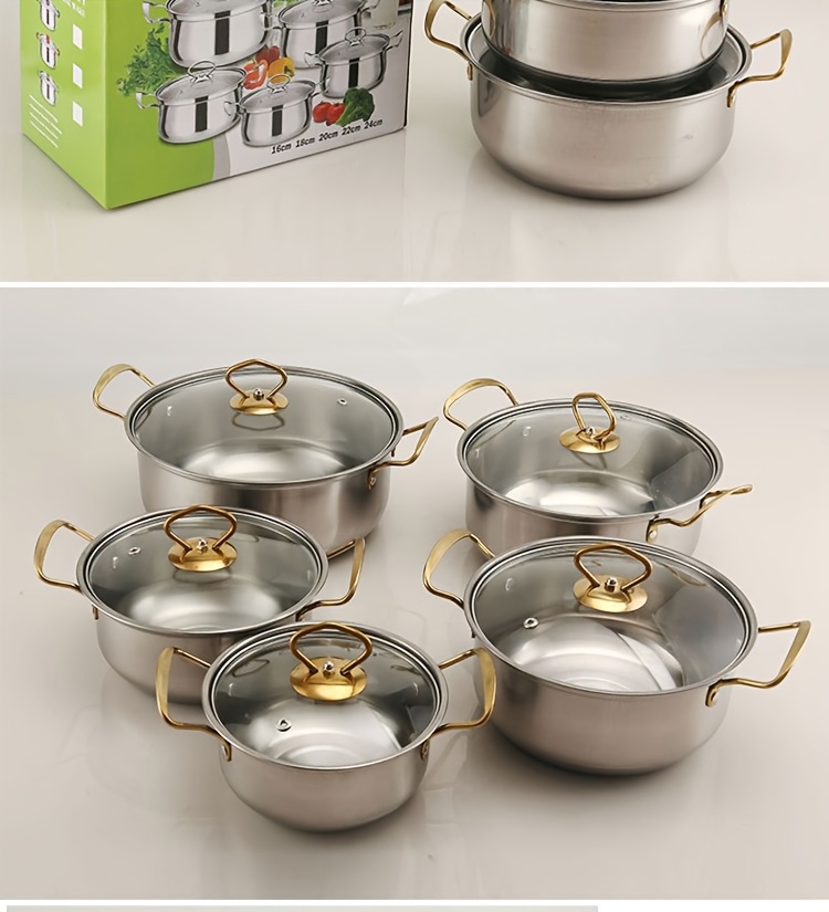 10pcs stainless steel cookware set with handles   and non stick pots and pans ideal for home and   details 4