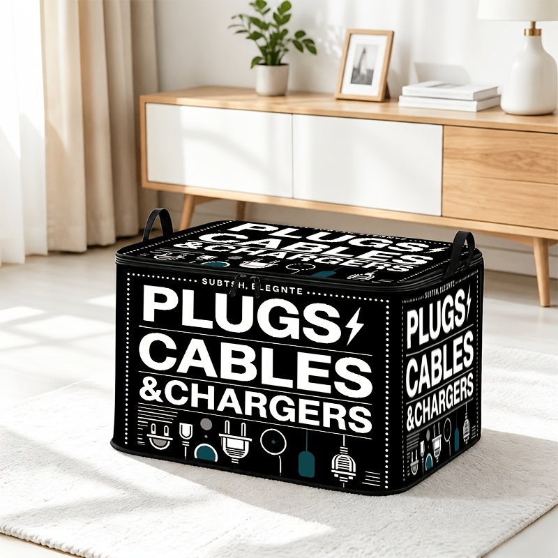 Plug Cable Icon Pattern Storage Box for Home Organization