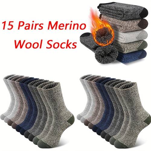 15 pairs of mens wool wool socks warm wool hiking socks extra thick socks for valentines day gifts gifts us sizes 7 13