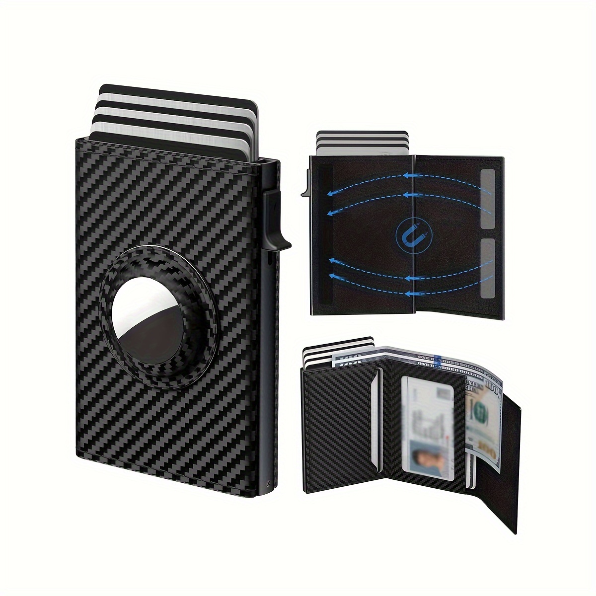 

1pc Men's Magnetic Suction Aluminum Alloy Card Holder For Airtag, Automatic Pop-up Card Holder For Men's Gifts