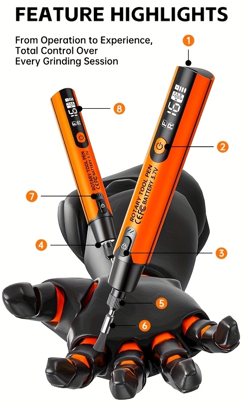 lcd wireless rotating device 6 speed adjustable speed usb quiet fan with   heat dissipation led work light professional for polishing drilling and carving Product details 4