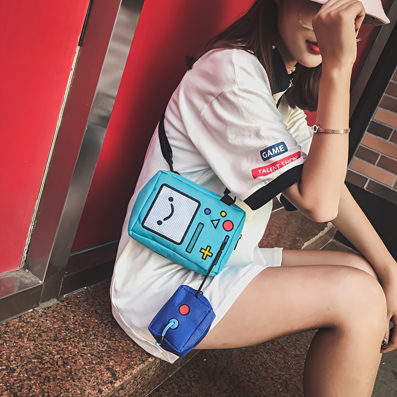 

Cartoon Cute Game Machine Pattern Bag, Anime Robot Crossbody Bag, Creative Mini Mobile Phone Bag