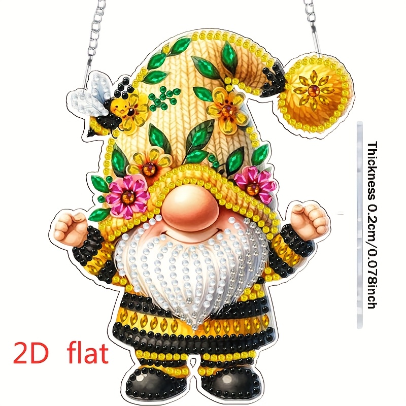 Image of A Set Of Christmas Series 5d Acrylic Diamond Painting Pendants - Unique Shaped Crystal Art, For Holiday Party Decoration, Creative Gift