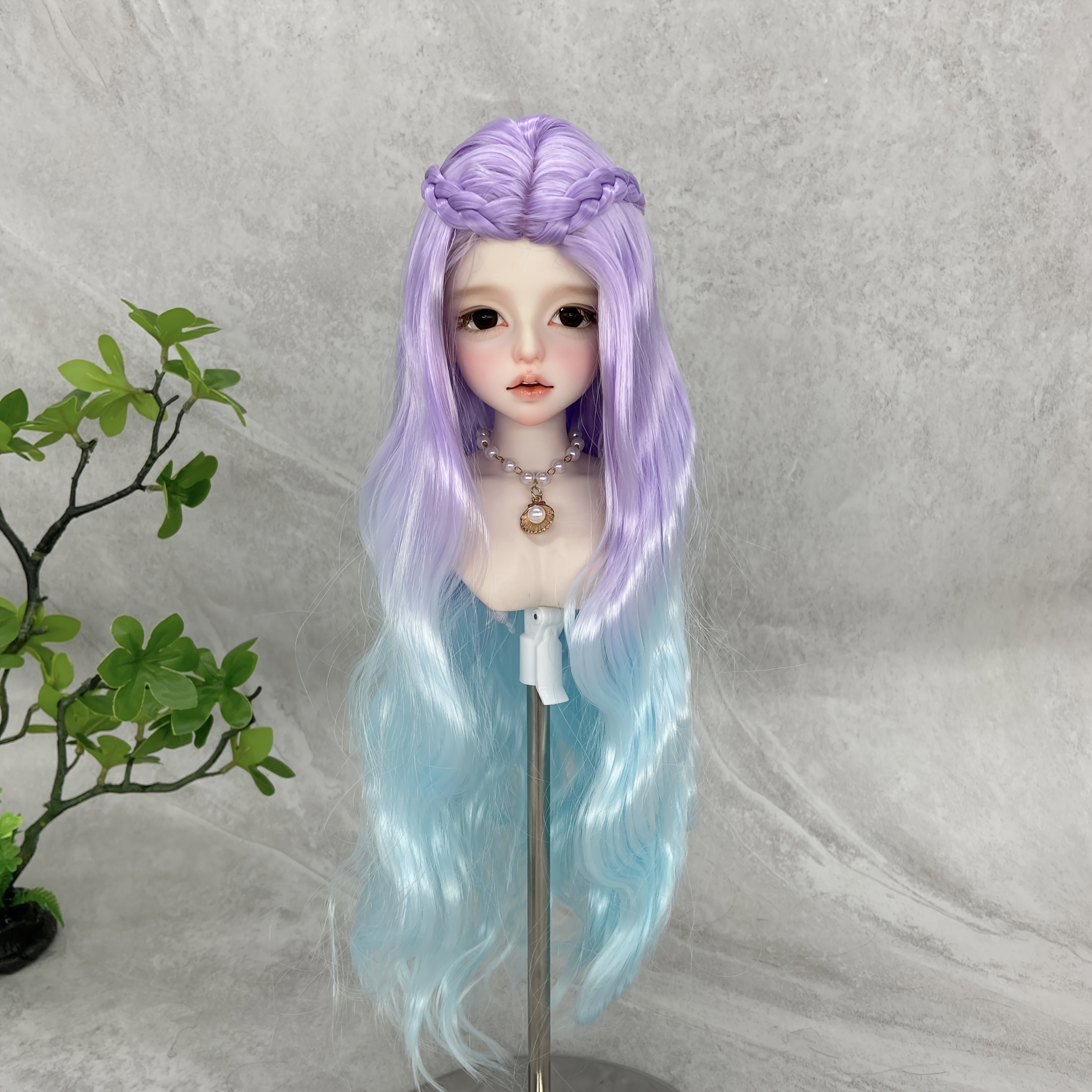 bjd doll wig long curly hair braids purple blue Temu South