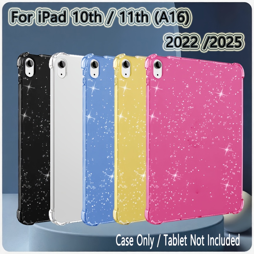 TEMU For Ipad 2025 11-inch/a16/a3354/a3355/a3356 & 10th/11th Gen 10.9-inch A2696/a2757/a2777 Case, Pathba Shockproof Soft Tpu Cover With Glitter Shimmering Anti-scratch Slim Case Compatible For Ipad
