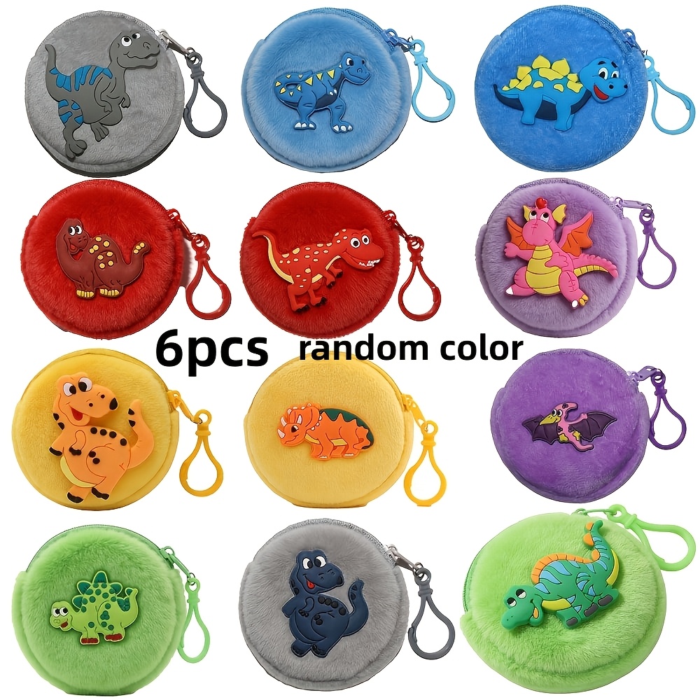 TEMU 6pcs Set Of Dinosaur Mini Coin Pouches, Colorful Backpacks With Small Zippered Coin Storage Bags, , Suitable For Travel Essentials, Portable