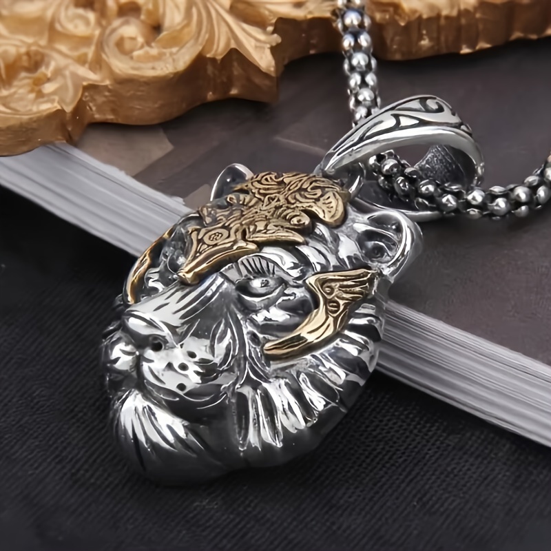 

Domineering Tiger Head Pendant Animal Necklace Men's Fashion Punk Rock Hip-hop Trend Jewelry