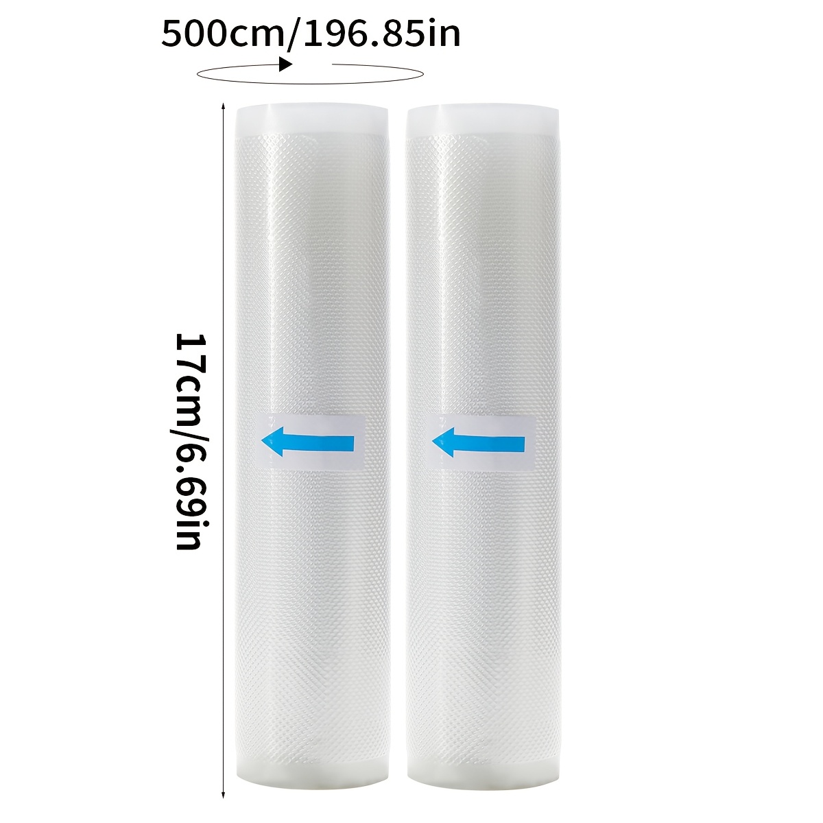 TEMU 2 rouleaux de sacs sous vide, 5 longueur, 8 tailles disponibles, résistants et -, idéaux pour le stockage des aliments et la cuisson à basse