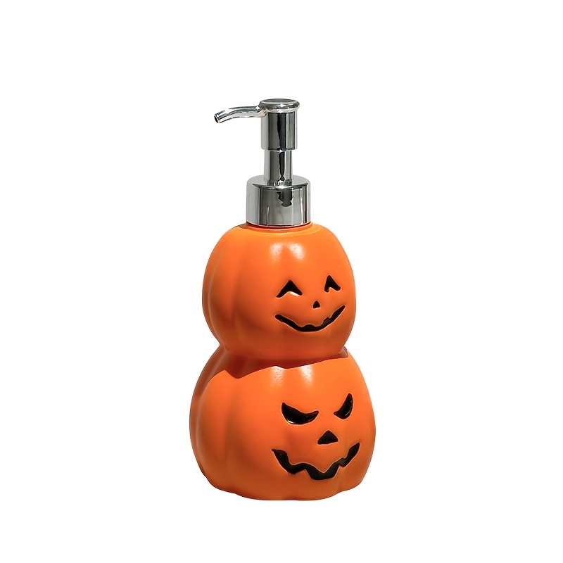 TEMU 1pc Halloween Jack-o'-lantern Soap Dispenser, Cute Double Pumpkin Hand Soap Pump, Spooky Bathroom Decor For Holiday