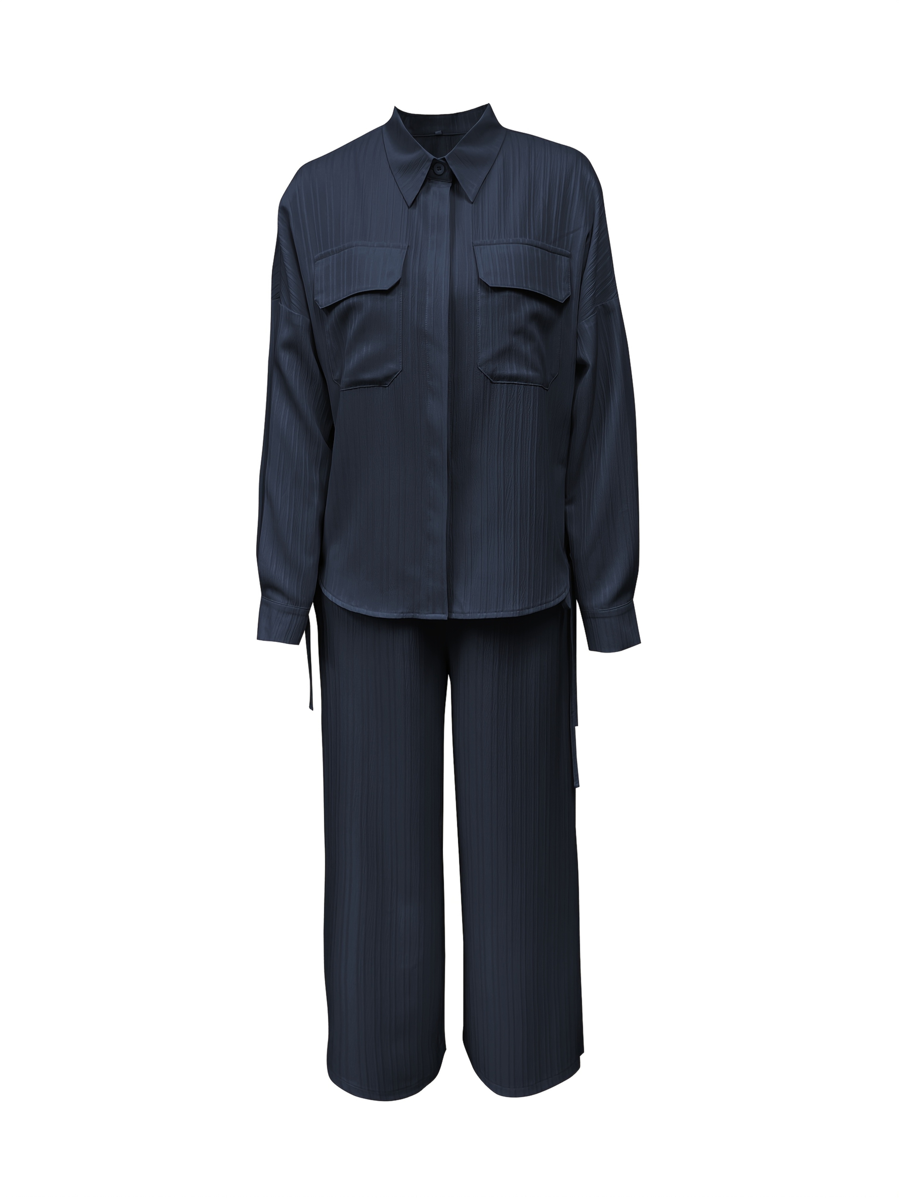 slim fit dress slacks Semi-Formal Blouse with Contrasting Details Black L