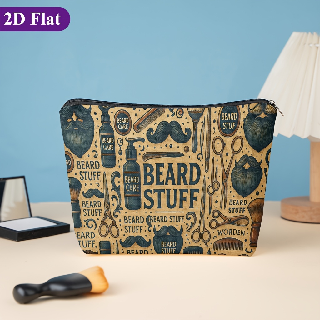 TEMU Cosmetic Bag 1pc, Beard Care Tools, Stylish Zippered Wallets, Work Snack Bags, Skincare Product Organizers, Double-sided Printed Cosmetic Bags,