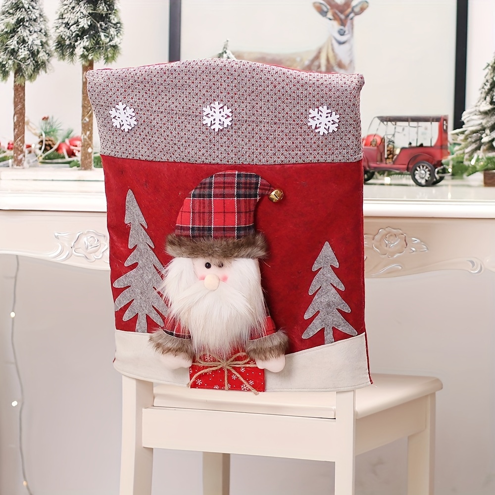 TEMU Christmas Chair Covers With Cartoon 3d Santa Hats For Festive Decoration In Restaurants And Hotels