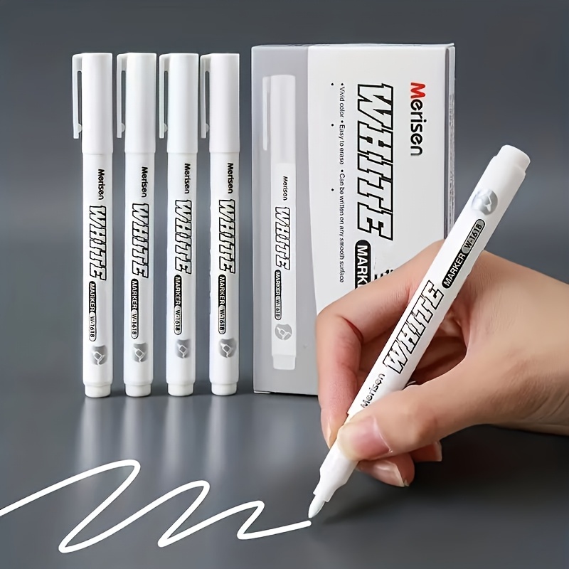 

3pcs, White Paint Waterproof Marking Pen, Suitable For Diy Graffiti, Wood, Glass, Painting, Leather, And Marking Pens