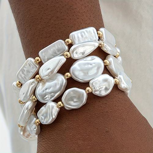 4pcs set of fashionable baroque style irregular beaded bracelets suitable for womens balls parties and as gifts for friends