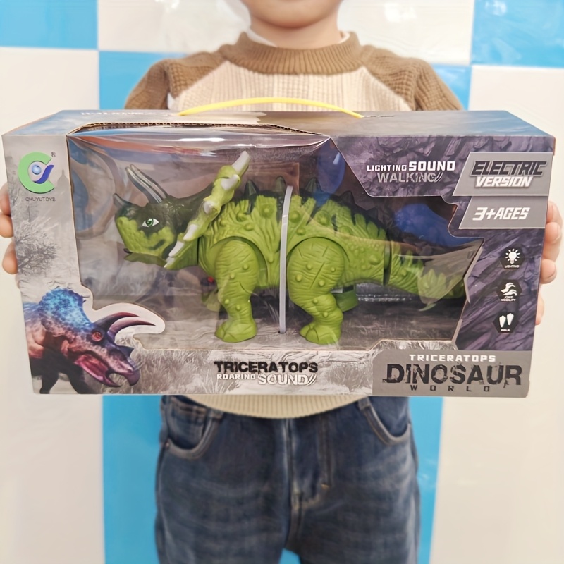 Electric Moving Triceratops Dinosaur Toy with Sound Effects