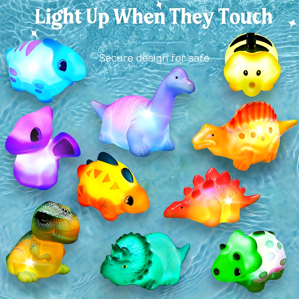 20/16/12/8/6/4/2pcs Glitter Colorful Light-Up Floating Dinosaur Ocean Animals Bath Toys Set, Great Bathtub Shower Pool Bath Toy for Baby Nephew Preschool Toddlers Children In Birthday Holiday Easter