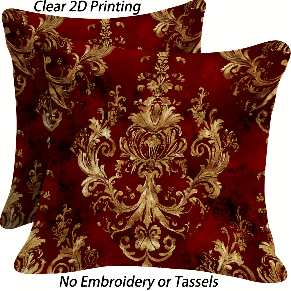TEMU 2 stuks Gouden Bloemen Kussenslopen, Perfect voor Bank en Slaapkamer Decoratie, 17.7x17.7 Inch, Zachte , Rits Sluiting, Wasmachinebestendig