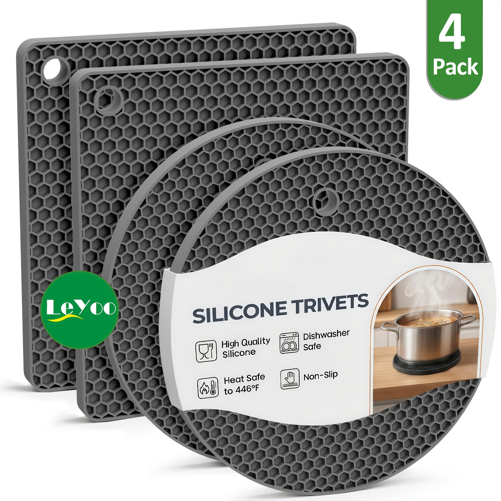 TEMU 4pcs Silicone Heat-resistant Placemats, Table Hot Pads, Multifunctional Anti-slip , Kitchen Insulation Table Mats, Coasters, Drying Mats, Bottle