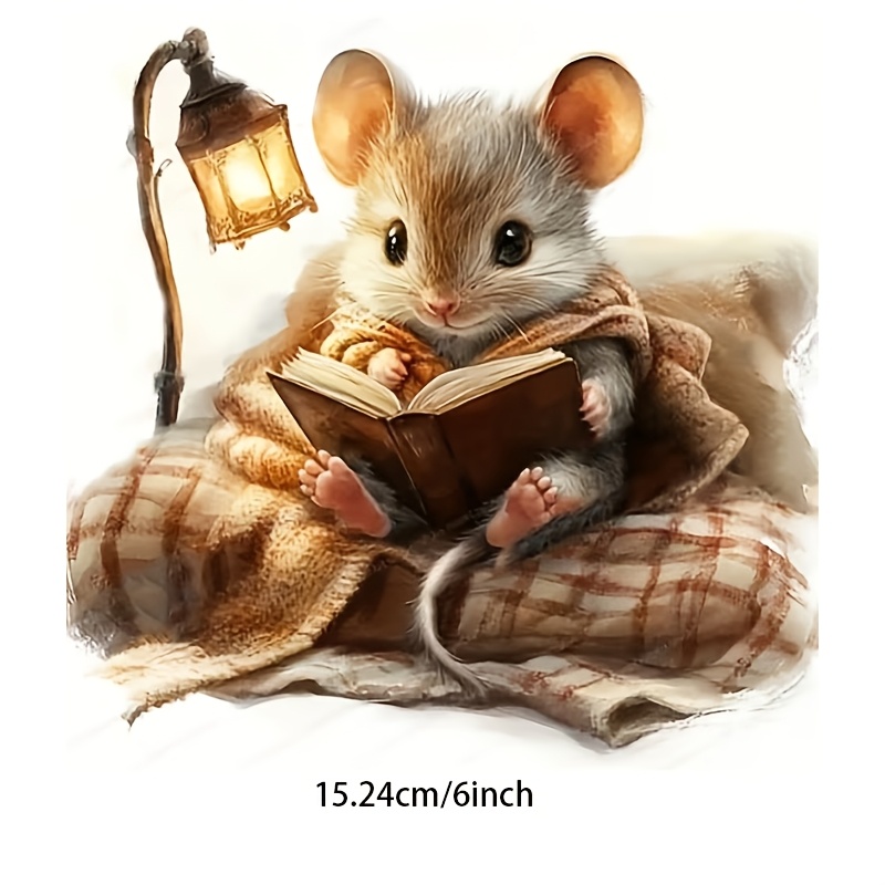 1pc Little Mouse Night Reading Vinyl Sticker - Suitable For Cars, Trucks, Motorcycles, Windows, Walls - Self-adhesive Sticker, Single-use - Adheres To Glass, Metal, And Ceramic Surfaces