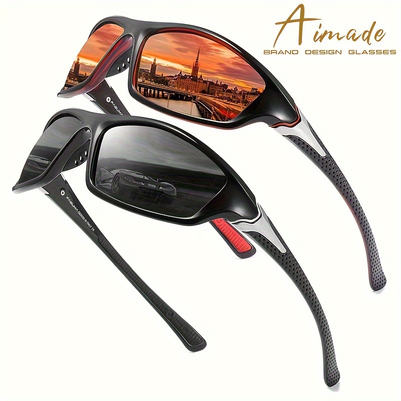 

2pcs Men's Polarized Sports Glasses For Hiking, Uv Protection, Anti-reflective Pc Lenses, Perfect As A Gift For Birthdays Or Any Special Occasion