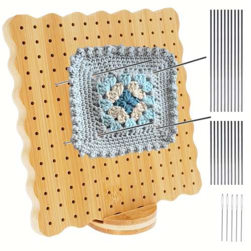 Planche De Blocage Crochet 30x30 Cm Avec 30 Épingles 🌸 | Pour Granny Squares, Tricot – Bois Pliable