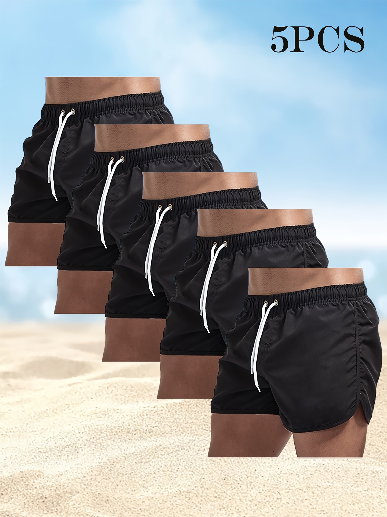 Men's Quick-Dry Board Shorts with Pockets & Drawstring