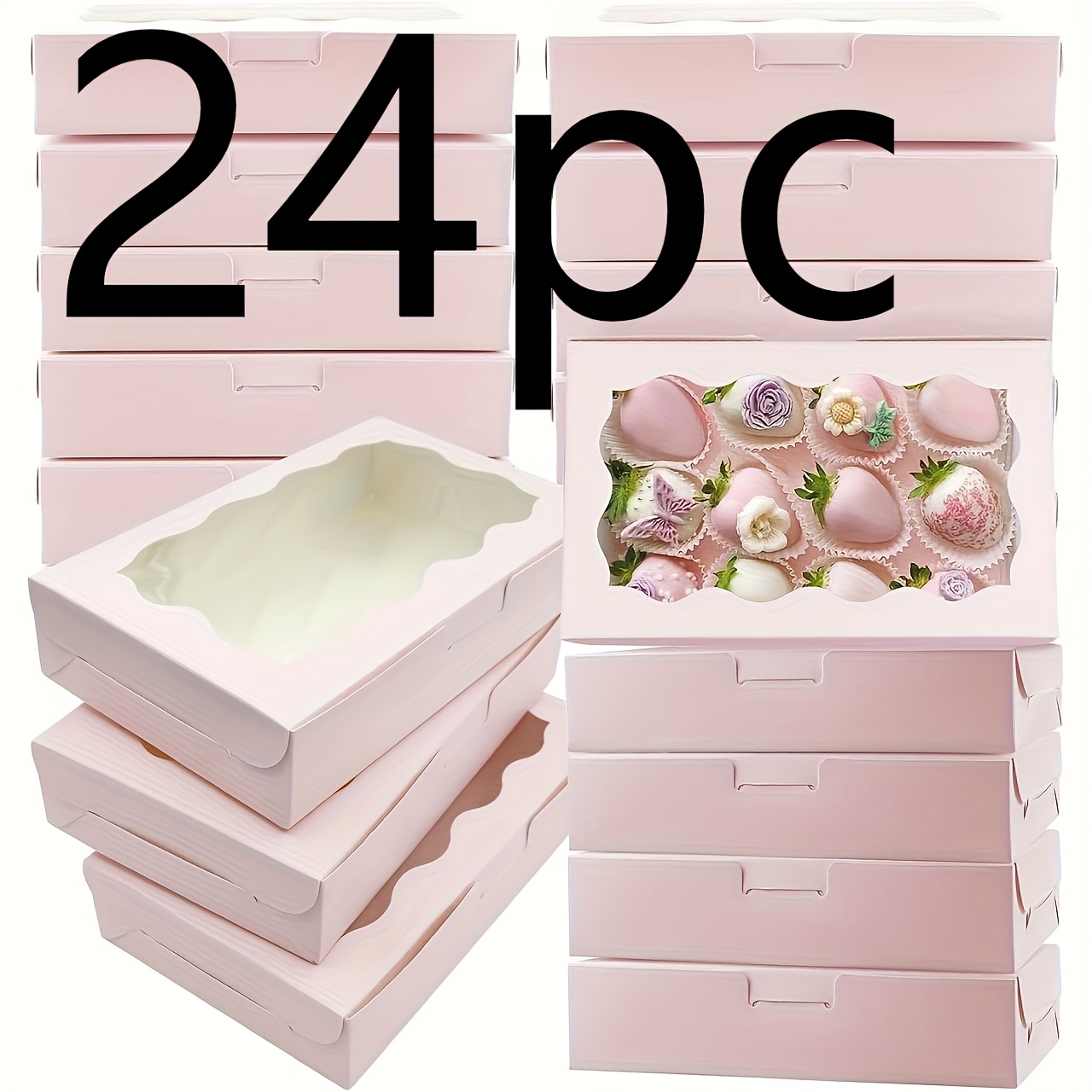 

24 Pack Gift Boxes With Clear Window - Desserts, Pastries, Candy, And Chocolates - Ideal For Weddings, Christmas, Birthdays, And More