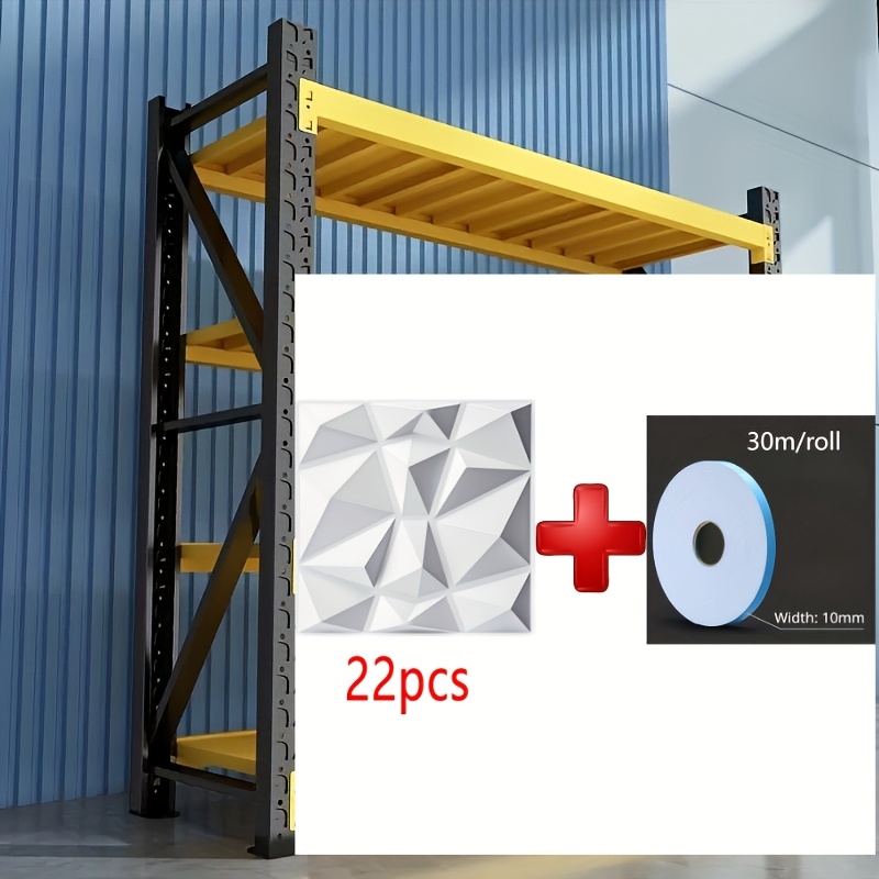Image of 22pcs Decorative 3d Wall Panels In Diamond Design With 30m Self-adhesive Tape