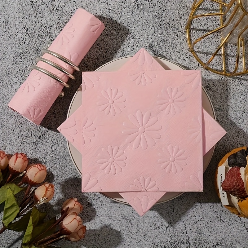 E-shop 40 Stück Rosa Gänseblümchen-Muster Papierservietten, 2-lagige Dekoservietten für Hochzeiten, Geburtstage, Gartenpartys - 9.84x9.84 Zoll, für
